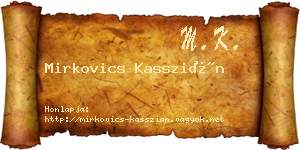 Mirkovics Kasszián névjegykártya